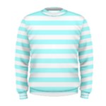 Horizontal Stripes - White and Celeste Cyan Men s Sweatshirt