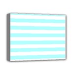 Horizontal Stripes - White and Celeste Cyan Deluxe Canvas 14  x 11  (Stretched)