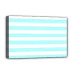 Horizontal Stripes - White and Celeste Cyan Deluxe Canvas 18  x 12  (Stretched)