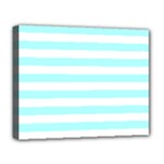 Horizontal Stripes - White and Celeste Cyan Deluxe Canvas 20  x 16  (Stretched)
