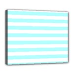 Horizontal Stripes - White and Celeste Cyan Deluxe Canvas 24  x 20  (Stretched)