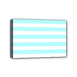 Horizontal Stripes - White and Celeste Cyan Mini Canvas 6  x 4  (Stretched)