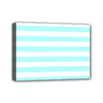 Horizontal Stripes - White and Celeste Cyan Mini Canvas 7  x 5  (Stretched)