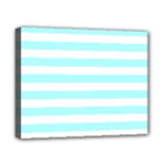 Horizontal Stripes - White and Celeste Cyan Canvas 10  x 8  (Stretched)