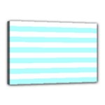 Horizontal Stripes - White and Celeste Cyan Canvas 18  x 12  (Stretched)