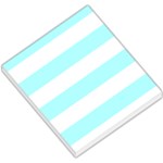 Horizontal Stripes - White and Celeste Cyan Small Memo Pads