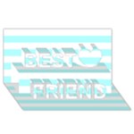 Horizontal Stripes - White and Celeste Cyan Best Friends 3D Greeting Card (8x4)