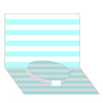 Horizontal Stripes - White and Celeste Cyan Circle Bottom 3D Greeting Card (7x5)