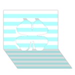 Horizontal Stripes - White and Celeste Cyan Clover 3D Greeting Card (7x5)