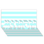 Horizontal Stripes - White and Celeste Cyan #1 MOM 3D Greeting Cards (8x4)