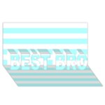 Horizontal Stripes - White and Celeste Cyan BEST BRO 3D Greeting Card (8x4)
