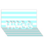 Horizontal Stripes - White and Celeste Cyan HUGS 3D Greeting Card (8x4)