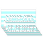 Horizontal Stripes - White and Celeste Cyan Congrats Graduate 3D Greeting Card (8x4)
