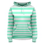 Horizontal Stripes - White and Aquamarine Women s Pullover Hoodie