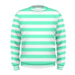 Horizontal Stripes - White and Aquamarine Men s Sweatshirt