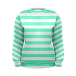 Horizontal Stripes - White and Aquamarine Women s Sweatshirt