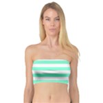 Horizontal Stripes - White and Aquamarine Bandeau Top