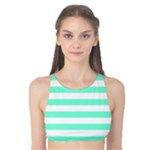Horizontal Stripes - White and Aquamarine Tank Bikini Top