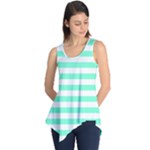 Horizontal Stripes - White and Aquamarine Sleeveless Tunic