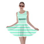 Horizontal Stripes - White and Aquamarine Skater Dress