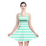 Horizontal Stripes - White and Aquamarine Reversible Skater Dress