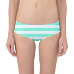 Horizontal Stripes - White and Aquamarine Classic Bikini Bottoms