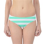 Horizontal Stripes - White and Aquamarine Hipster Bikini Bottoms