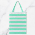 Horizontal Stripes - White and Aquamarine Classic Tote Bag