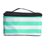 Horizontal Stripes - White and Aquamarine Cosmetic Storage Case