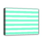 Horizontal Stripes - White and Aquamarine Deluxe Canvas 16  x 12  (Stretched)