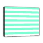 Horizontal Stripes - White and Aquamarine Deluxe Canvas 20  x 16  (Stretched)