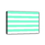 Horizontal Stripes - White and Aquamarine Mini Canvas 6  x 4  (Stretched)