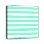 Horizontal Stripes - White and Aquamarine Mini Canvas 6  x 6  (Stretched)