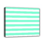 Horizontal Stripes - White and Aquamarine Canvas 10  x 8  (Stretched)