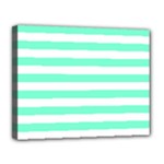 Horizontal Stripes - White and Aquamarine Canvas 14  x 11  (Stretched)