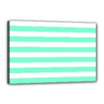 Horizontal Stripes - White and Aquamarine Canvas 18  x 12  (Stretched)