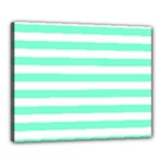 Horizontal Stripes - White and Aquamarine Canvas 20  x 16  (Stretched)