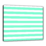 Horizontal Stripes - White and Aquamarine Canvas 24  x 20  (Stretched)