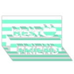 Horizontal Stripes - White and Aquamarine Best Friends 3D Greeting Card (8x4)