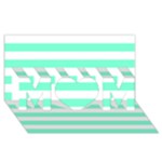 Horizontal Stripes - White and Aquamarine MOM 3D Greeting Card (8x4)