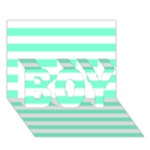 Horizontal Stripes - White and Aquamarine BOY 3D Greeting Card (7x5)