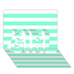 Horizontal Stripes - White and Aquamarine GIRL 3D Greeting Card (7x5)