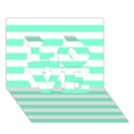Horizontal Stripes - White and Aquamarine LOVE 3D Greeting Card (7x5)