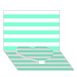 Horizontal Stripes - White and Aquamarine Heart Bottom 3D Greeting Card (7x5)
