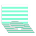 Horizontal Stripes - White and Aquamarine Circle Bottom 3D Greeting Card (7x5)
