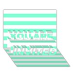 Horizontal Stripes - White and Aquamarine YOU ARE INVITED 3D Greeting Card (7x5)