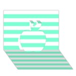 Horizontal Stripes - White and Aquamarine Apple 3D Greeting Card (7x5)