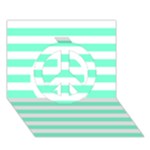 Horizontal Stripes - White and Aquamarine Peace Sign 3D Greeting Card (7x5)