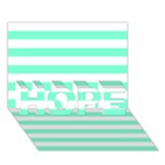 Horizontal Stripes - White and Aquamarine HOPE 3D Greeting Card (7x5)
