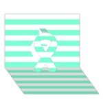 Horizontal Stripes - White and Aquamarine Ribbon 3D Greeting Card (7x5)